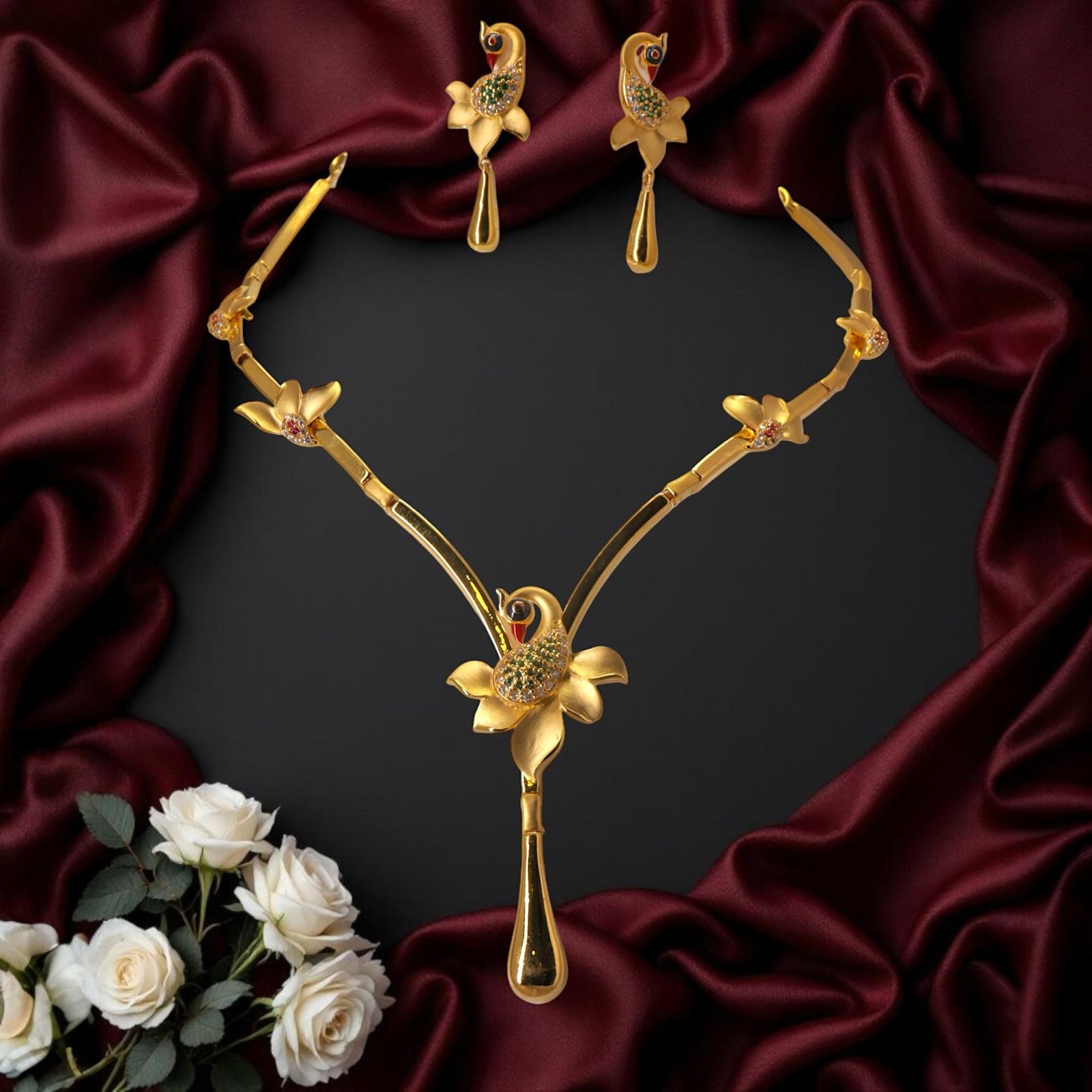 Neclace - 14.750g : Earing- 4.950g